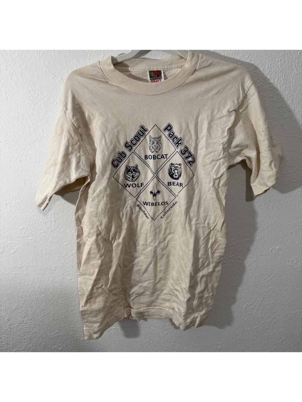 Cream vintage screenprinted y2k 90s Cub Boy Scouts Pack 372 tee clothing